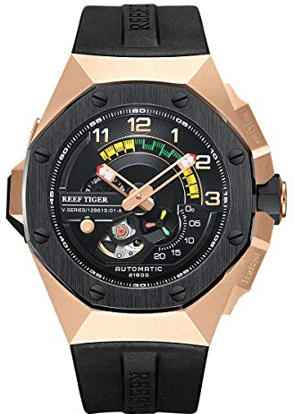 REEF TIGER Herren Weltzeituhr Automatik mit Kautschuk Armband RGA92S7 (RGA95S7-PTBB)