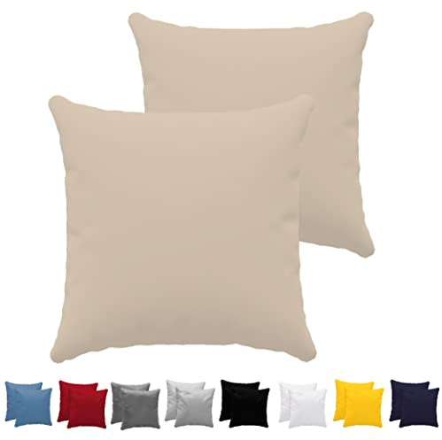 Dreamzie Kissenbezug 40x40 (Set mit 2) - 100% Jersey Baumwolle 150 g/qm Kissenbezüge -Beige - Für Kissen 40 x 40 cm - Kissenhülle - Kissenbezug - Resistent und Hypoallergen