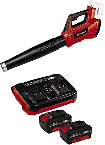 Einhell Akku-Laubbläser GE-LB 36/210 Li E Power X-Change (Li-Ion, 816m³/h Blasleistung, Turboschalter, 3-stufiges + abnehmbares Rohr, inkl. 2x 4,0 Ah Akku und Twincharger)