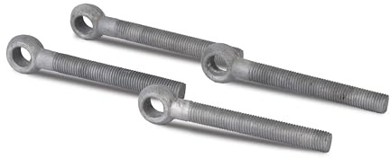 Alberts 410834 Augenschraube ohne Zubehör | passend zu Torbändern | feuerverzinkt | Gewinde M16 | Anfang Gewindestange - Mitte Augenschraube 130 mm | 4er Set