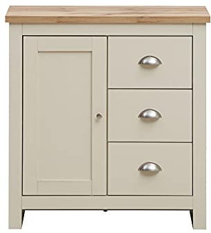 Timber Art Design UK Lisbon Sideboard 3 Drawers Storage Multi Unit Cabinet Cupboard Solid Wooden Sideboard - Cream Oak