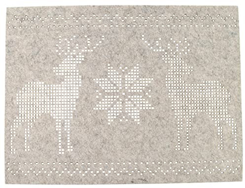 CHICCIE 2 Set Platzset Hirsch Beige Filz 40cm - Tischset Unterlage Platzdeckchen