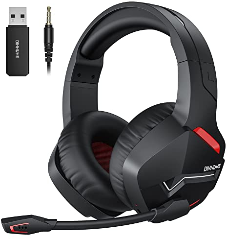 BINNUNE Gaming Headset, Wireless Headset für PS4 PS5 PC, Gaming Kopfhörer mit Mikrofon Bluetooth USB Gaming Headset Wireless mit 120 Stunden Akkulaufzeit
