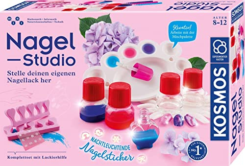 KOSMOS 671587 Nagel-Studio, Stelle deinen eigenen Nagellack her, Experimentierkasten für Kinder ab 8-12 Jahre zu Nageldesign Beauty Schönheit Kosmetik Maniküre Pediküre Geschenk, Komplett-Set