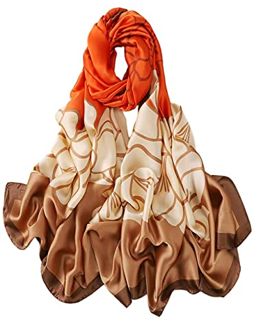 FAIRYGATE Seidenschal Damen Große Schals & Tücher für Damen Seidentücher Stilvoll Seidentuch Stola Halstuch Langer Schal Leicht Seidentuch Silk Schal Halstuch Tuch Geschenk Frauen 97018
