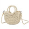 Naudamp Bolso de Playa de Paja Para Mujer Bolso de Mano con asa Redonda Bolsos de Verano Tejidos a mano Bolso de Mano con Bufanda