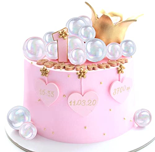 Morofme Kugeln Tortenaufsatz, 16 Stück bunte Blasenperlenkugeln Kuchen Cupcake Einsatz Topper Blasenkugel Kuchen Cupcake Dekorationen für DIY Geburtstagsfeier Babyparty Hochzeitstag Partyzubehör