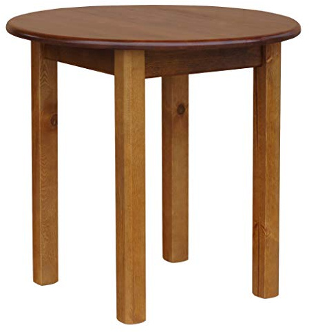 k koma Runder Esstisch aus massivem Kiefernholz, Tischplatte in Eiche-Optik, NEU, ideal für Küche, Esszimmer (60 cm)