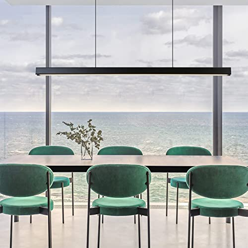 Lanekd LED Esstisch Esszimmer Lampen Pendelleuchten Dimmbar Holz Hängelampe Hängeleuchte Wohnzimmer Küche Büro Hängend Leuchte Moderne linear Kronleuchter mit Fernbedienung (L150cm)