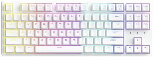 IROK FE87/104 RGB Mechanical Keyboard, Hot Swappable Gaming Keyboard, Customizable Backlit, Magnet Upper Cover Type-C Wired Keyboard for Mac Windows-White/Red Switch