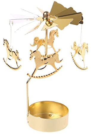 LICHENGTAI Karussell Teelichthalter Weihnachten Kerzenhalter Gold Teelichthalter Rotierender Kerzenhalter Eisen Kerzenständer für Valentinstag Deko Geschenk Hochzeit Dekoration Wohnzimmer Tischdeko