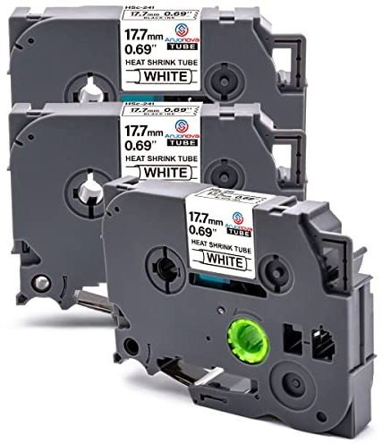 Anjonova 3X Kompatibel mit Brother P-Touch Schrumpfschlauch 17,7mm Hse-241 Hse 241 Etikettenband Schwarz auf Weiß für PT-E110 PT-E300 PT-E550W PT-D450 D600 PT-P750W PT-P950NW PT-2030 PT-2430PC