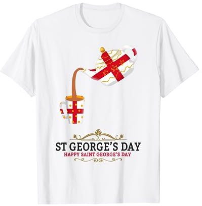 St Georges Day Outfit Idea For Kids & Teapot English Flag T-Shirt