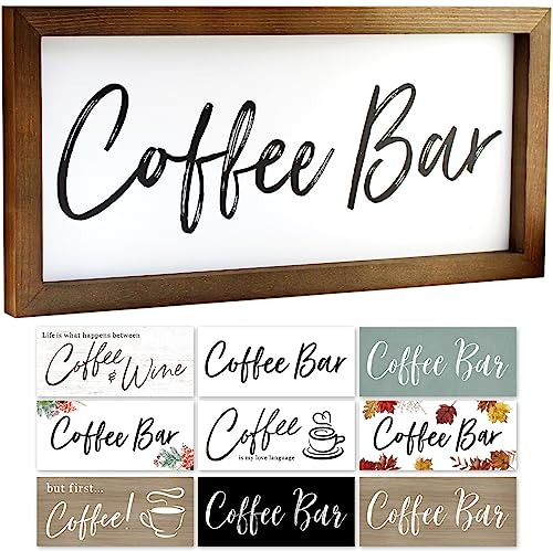 Kaffee-Bar-Schild, gerahmt, für Wohnzimmer-Variationen (dunkelbraun)
