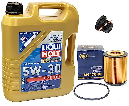 Motoröl Set Longlife III 5W-30 LIQUI MOLY 5 Liter + Ölfilter SH4784P + Ölablassschraube 171173