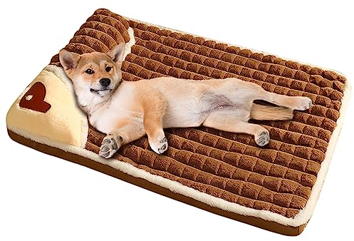 Galatée Hundebett, Gemütliches Plüsch-Hundesofa, Hundebett Mit Abnehmbarem, Waschbarem Bezug, Hundematte Für Guten Halt, Süßes Katzenbett(M, Braun)