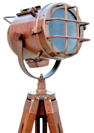 Nautical Studio Floor Lamp Tripod Searchlight Home Decor Spot Light Copper Lamp