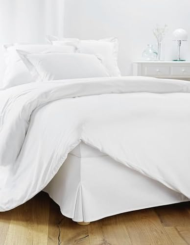 Betthusse 140x200 Weiß – Mit 4 Seiten von 30 cm für Bett 140 x 200 cm – Bettrock 140 x 200 cm – Schutz für Lattenrost 140 x 200 – Bezug für Lattenrost 140 x 200 cm – Bettgestell