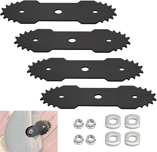 AMTHKNO 4 Set 7.5-inch Replacement Lawn Edger Blade 29182 Compatible with Greenworks Models 27032 Lawn Edger Hardened Steel - with a Ear Indicator and a mounting nut
