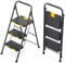 KINGRACK 3 Step Ladder, Step Ladder 3 Step Folding with Anti-Slip Wide Pedal and Handrails, Lightwight Household Ladder for Your Kitchen, Pantry, Closets, Office Use