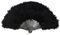 MultiValue Feather Folding Hand Fan 45cm, Vintage Chinese Hand Fan With Soft Fluffy Feathers - Perfect for Women's Dance Performance, Party Decor (Black)