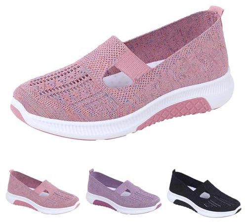 AEHO Chaussure orthopédique Chaussures de Marche Femme Chaussures pour Pied gonflé Chaussures Femme Confort Chic Chaussures de Marche Chaussures Pieds sensibles Femmes,Rose,38/240mm