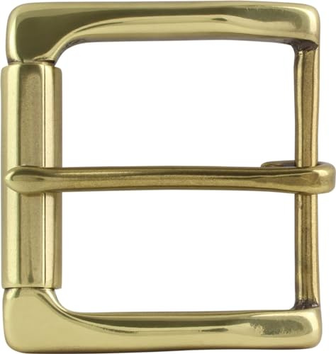 BELTINGER Gürtelschnalle mit Rolle aus massivem Messing 4,0 cm | Buckle Wechselschließe Gürtelschließe 40mm Edel-Stahl | Dorn-Schließe | Wechselgürtel bis 4cm