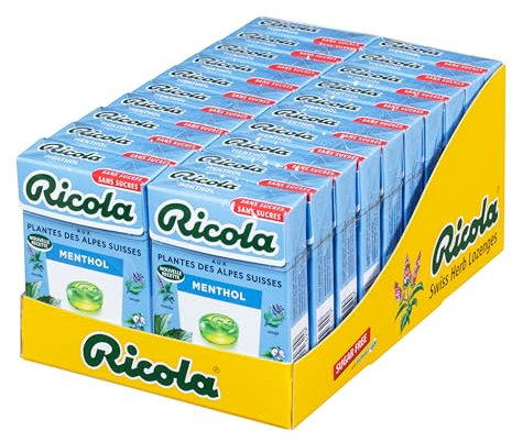 Ricola -20 Boîtes de 50g - Bonbons aux Plantes Suisses - Parfum Menthol - Bienfaisant et Extra Frais - Sans Sucres -