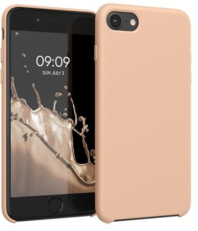 kwmobile Hülle kompatibel mit Apple iPhone SE (2022) / iPhone SE (2020) / iPhone 8 / iPhone 7 Hülle - Silikon Handy Case - Handyhülle weiche Oberfläche - kabelloses Laden - Pastell Pfirsich