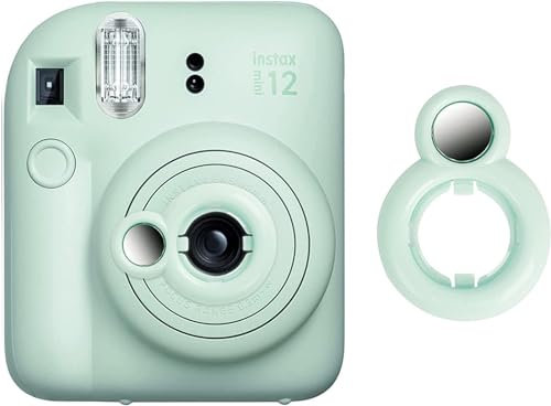 TYUANDOUER Nahaufnahmeobjektiv kompatibel für Fujifilm Instax Mini 12 Sofortbildkamera mit Selbstporträtspiegel, Fuji Mini 12 Selfie-Objektiv, Selfie-Spiegel-Zubehör, Grün