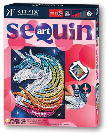 Kitfix - Sequin Art Red - Sternenstaub-Einhorn - Paillettenbild - 21 x 28 cm - Bastelset für Kinder und Erwachsene ab 6+ - 2202