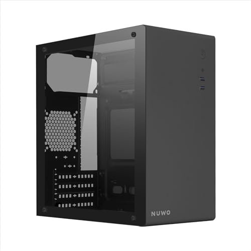 Nuwo Eguera A111 Case Compatto MicroATX per PC Desktop Office Mini Tower 0.6MM SPCC, USB 3.0, Pannello Laterale in Vetro Temperato, Nero