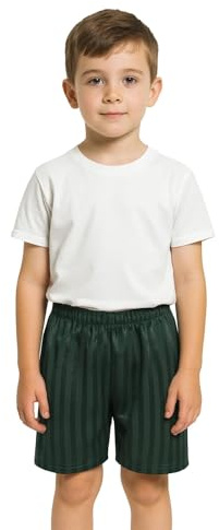 A2Z 4 Kids Girls Boys Shadow Stripe PE Shorts Sports Football Gym School - Shadow Shorts Green 13.