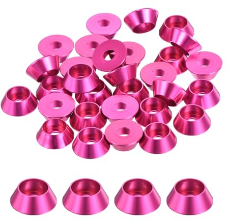 QUARKZMAN 30er Set M4 Konusbecher-Unterlegscheiben, eloxierte Aluminium-Dichtungen Kegel Senkkopf-Unterlegscheiben für Schraube RC/FPV/PC/Drone/Mechanische Zubehör-Modellteile (Rosarot)