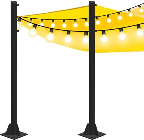 Kit di 2 pali per vele ombreggianti da giardino, pali per vele parasole, supporto per tenda da sole, supporto per pali per vele ombreggianti da 9,5 piedi per esterni, palo per pali luminosi a corda(9.