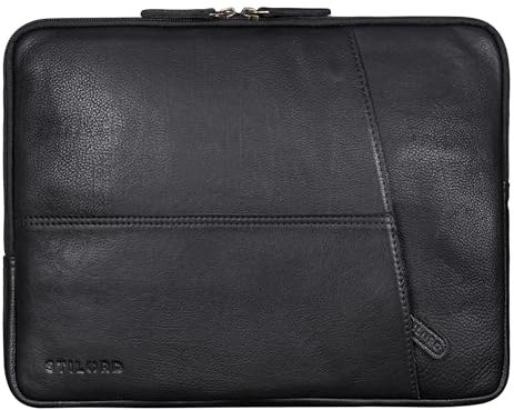 STILORD 'Merkur' Vintage Custodia PC 13-14 Pollici in Pelle - Porta PC Portatile per MacBook, Borsa per Computer, Sleeve Protettiva Laptop, Colore:ossidiana nero