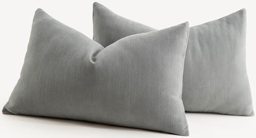 Mandioo 2er Set Kissenbezug 30x50 cm Elefant Grey Chenille Kissenbezüge weich Gemütlich langlebig modern Zierkissenbezug Dekokissen Kissenhülle für Sofa Wohnzimmer Schlafzimmer