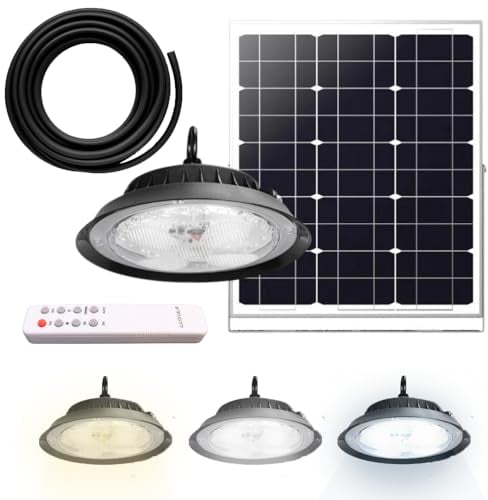 LUXULA dimmbare LED Hängeleuchte mit Solarpanel und Fernbedienung für Außen - 6W 500lm - 5m Kabel - IP44 Außenleuchte Solarlampe Camping Outdoor Garten Terrasse Zelt