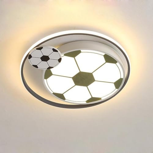 LED Deckenleuchte Kreativ Jungen Kinderzimmer Fußball Lampe Dimmbar Kinderlampe LED Cartoon Beleuchtung mit Fernbedienung Deckenlampe Modern Runde 50cm für Jungen/Mädchen Raum Schlafzimmer Wohnzimmer