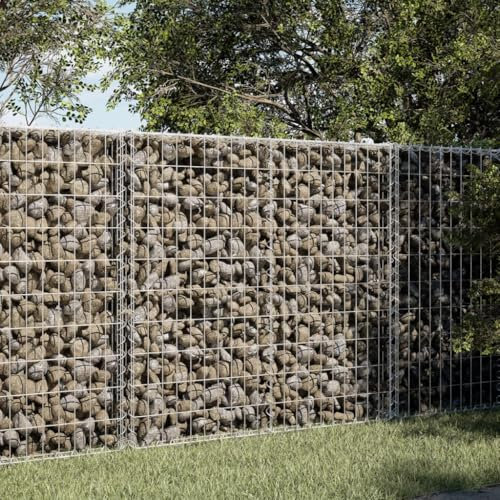 Gecheer Panier gabion avec couverture, gabion, gabions, mur de gabion, mur de soutien en gabion, 150 x 100 x 100 cm en fer galvanisé