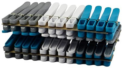LAGUELLE - 36 Pinces à Linge en Plastique Bleu, Blanc et Gris - 100% Matière Recyclable - Fabrication Française - Protection Anti-UV & Anti-Pincement pour Préserver Le Linge