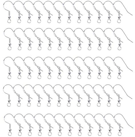 100Pcs Silver Earring Hooks, Hypoallergenic Fish Hook Earring Wires for Jewellery Making DIY