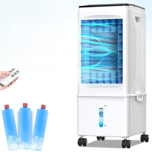 Condizionatore d'aria portatile, [serbatoio più grande da 9,5 l] 3 in 1, refrigeratore d'aria evaporativo, silenzioso, portatile, con telecomando, dispositivo di raffreddamento