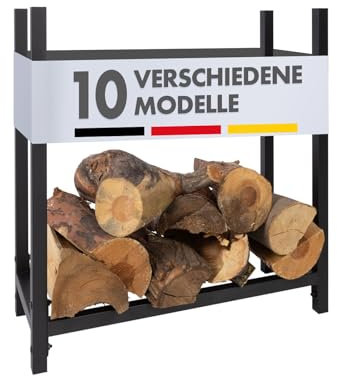 Floordirekt Kaminholzregal für Innen & Außen. Brennholzregal Metall für Holzlager - Lesbos - 60x25x61cm