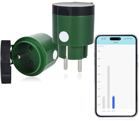 Prise Exterieure Etanche, Prise Connectée, Prise Minuteur, Prise Connectée Etanche Alexa, Prise Programmable, Prise Compteur d'Énergie, Contrôle APP Cozy Life, 16A 2.4 GHz Étanche IP44, Vert