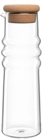 LEONARDO HOME Caraffa SOLE • 4 pezzi • caraffa in vetro con tappo in sughero • elegante brocca d'acqua • design tattile • con beccuccio • per acqua e succo • effetto senza tempo • altezza 26,5 cm