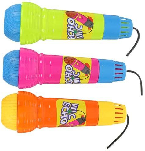 BESPORTBLE 3pcs Echo Microphone Toy for Boy Girl Realistic Plastic Microphone Props for Pretend Play Birthday Parties and Stage Performances No Batteries Required Random Colors