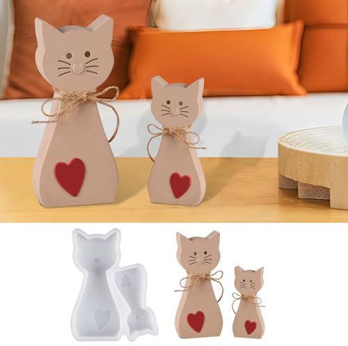 2 Stück Silikonformen Gießformen Katze, 3D Silikonform Katze Silikonform Tiere, Gießformen Katze für Bastelarbeiten, Gips, Kunsthandwerk