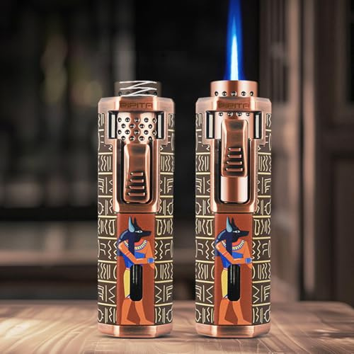 PIPITA Retro Coupe-Vent À Gaz Briquet, Rechargeable Butane Torche Jet Briquet Pour Elle Hommes Mari Fête Des Pères Idées Cadeau Multifonctionnel Pour Bougies Ménagères Noël