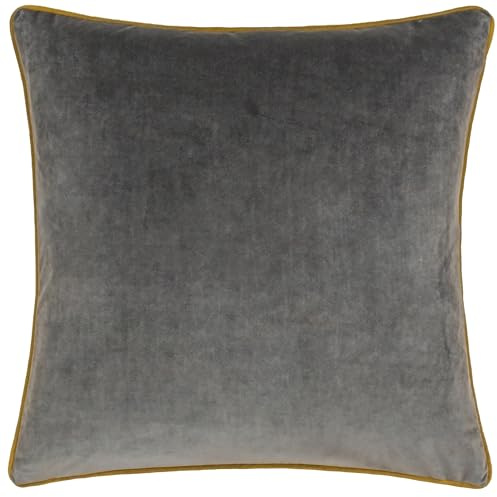 furn. Meridian Velvet Cushion Cover (Charcoal/Moss - 45 x 45cm) | Soft velvet cushion cover with contrast piping and concealed zip. 45 x 45cm. Cushion cover only.